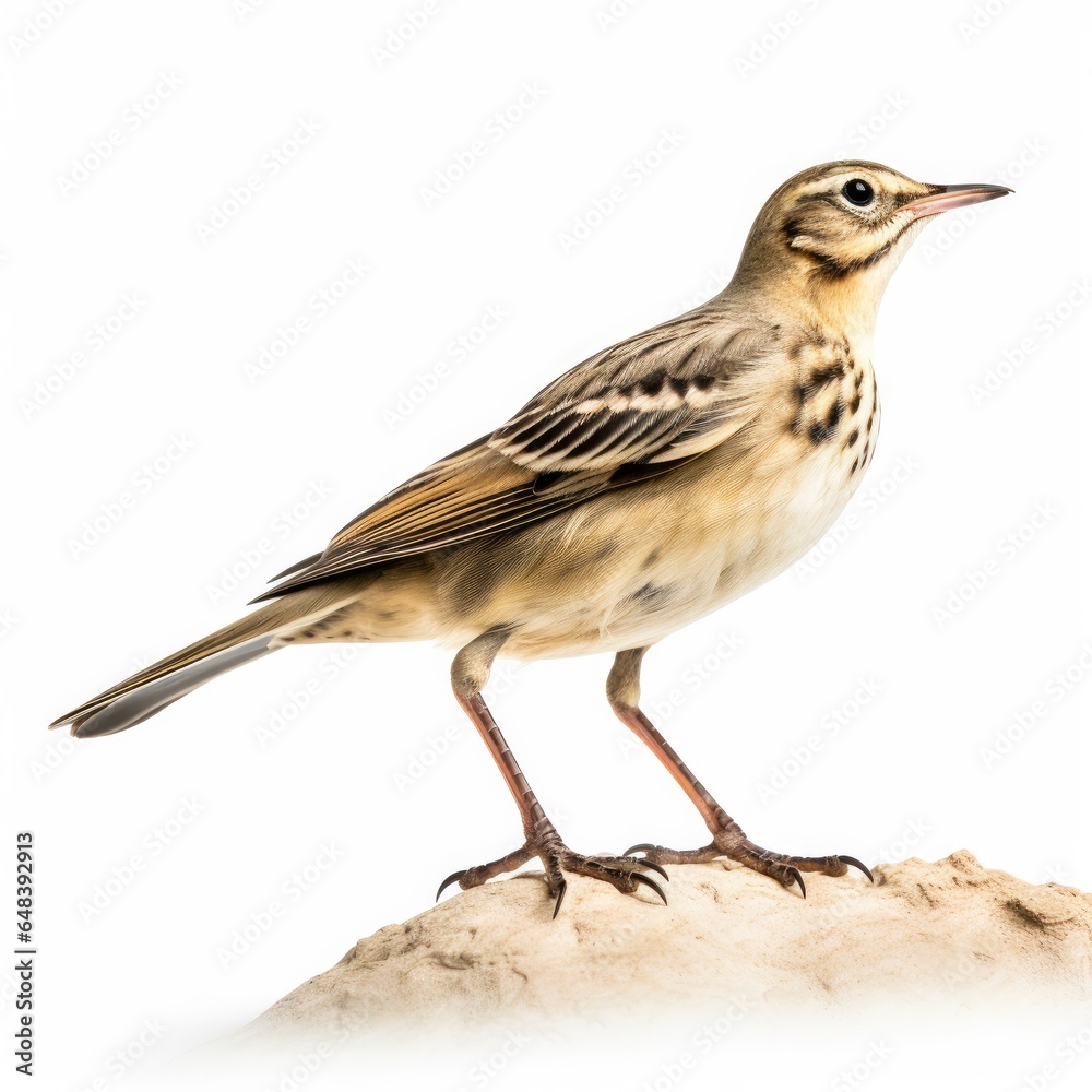 Spragues pipit bird isolated on white background. Spragues pipit bird isolated on white background.