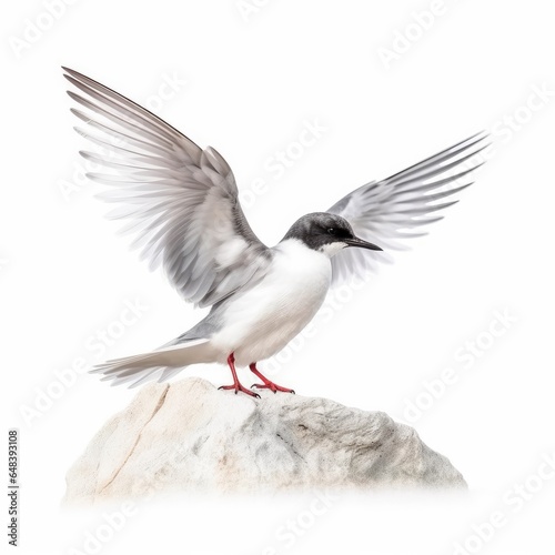 White-winged tern bird isolated on white background.