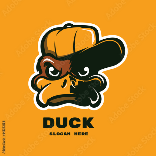 cool duck mascot vector
