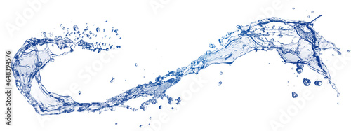 抽象的な青い波と水しぶきの3dイラスト