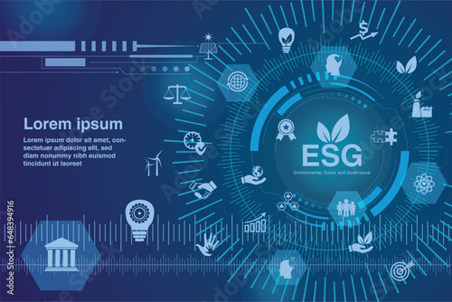 Abstract technology futuristic with ESG Environmental Social Governance concept
