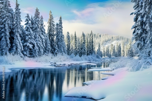 A Color Photo of a Winter Wonderland: Mesmerizing Snowscapes and Nature's Beauty photo