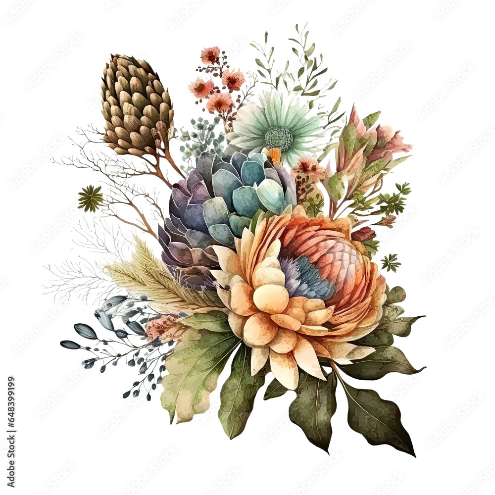 botanical bouquet Watercolor art