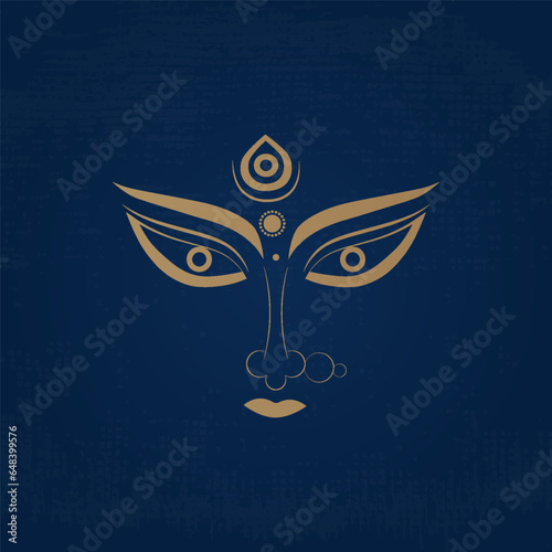 Goddess Maa Durga Face in Happy Durga Puja, Dussehra, and Navratri Celebration Concept for Web Banner, Poster, Social Media Post, and Flyer Advertising, Durga Puja.Happy Durga Puja, Festival, Ad,post,
