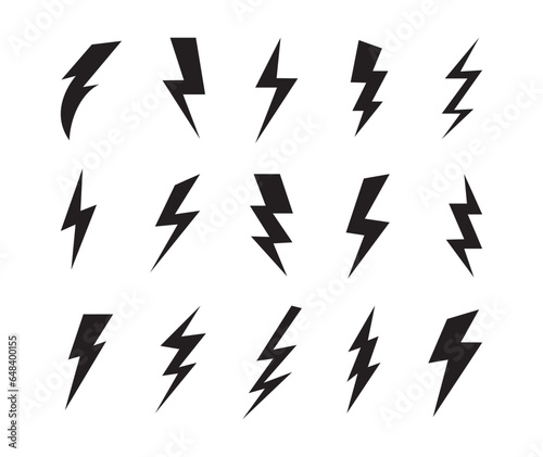 thunder Flash Lighting Icons, Lightning bolt Lightning flash icon set, vector stock