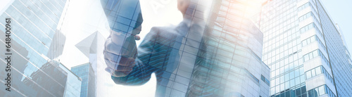 Obraz na płótnie Businessmen making handshake with partner, greeting, dealing, merger and acquisi