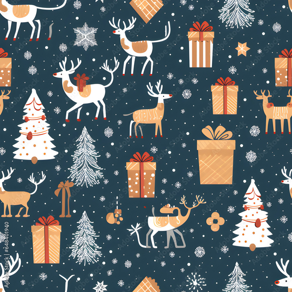 christmas elements,snow,santa clause,reindeer,giftbox,firework,vector graphic.
