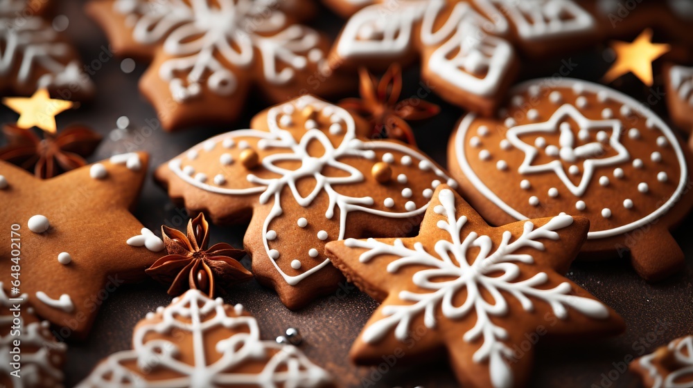 Close-Up Shot of Freshly Baked Gingerbread Cookies, Exuding Warmth and Irresistible Aroma Close-Up Shot of Freshly Baked Gingerbread Cookies, Exuding Warmth and Irresistible Aroma