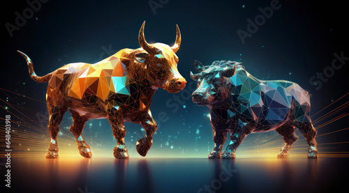 Big bull symbol of share market progress and growth photo