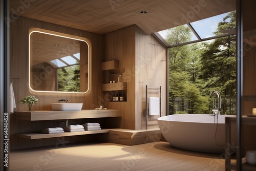 modern bathroom with wooden elements