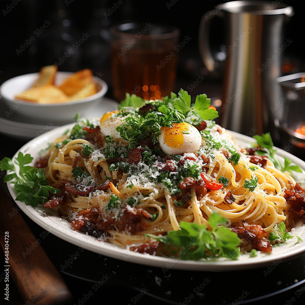 Spaghetti carbonara is an Italian dish Spaghetti carbonara is an Italian dish