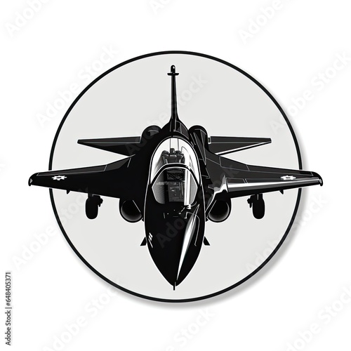 Black Airplane Jet on a White Background, Generative AI