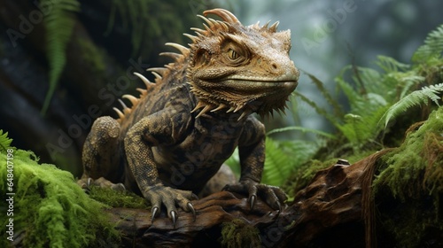 a tuatara, a living fossil, in its native New Zealand habitat, showcasing its unique appearance and ancient lineage © Ishtiaaq