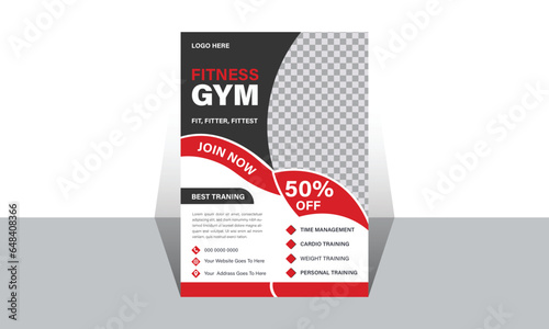 Creative and modern business Flyer template. Modern Gym Flyer - Creative and Clean Gym Flyer Template. A4 Size White Black And Read Color Combination Fit Body.