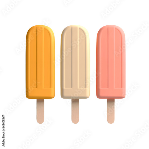 Colorful Popsicles Isolated on Transparent Background