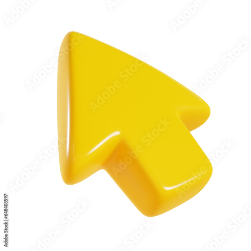 Yellow cursor arrow for click mouse concept - 3d render illustration