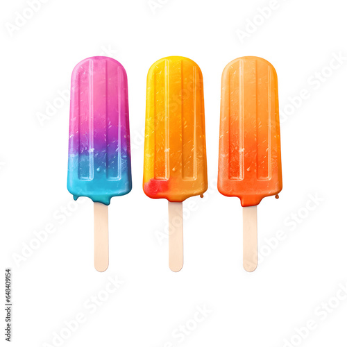 Colorful Popsicles Isolated on Transparent Background