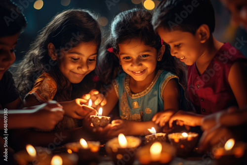 Indian kids enjoying Diwali