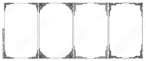 Black frames and borders. Frame with corner line art floral for picture, Vector design