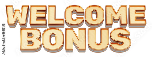 Golden 3d text. typography. 3D illustration. WELCOME BONUS.