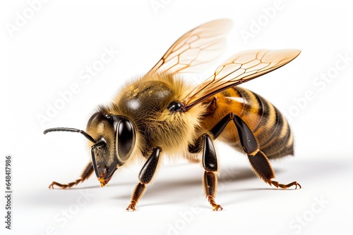 A bee on a white background created with Generative AI technology © Karlaage