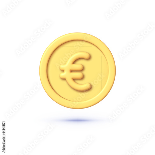 Illustration with yellow euro 3d. Design element. 3d commerce icon vector render illustration