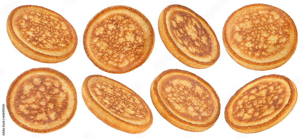 Pancakes isolated on white background, full depth of field Pancakes isolated on white background, full depth of field