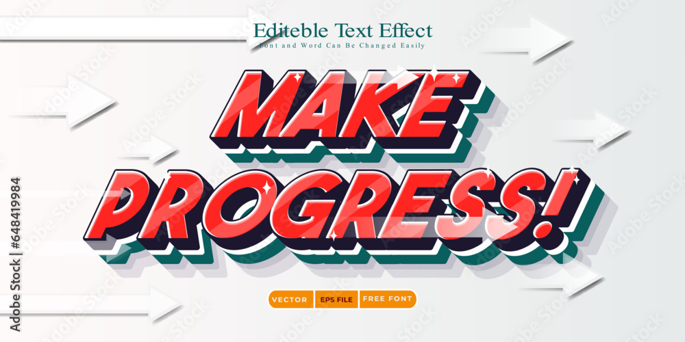 Fototapeta premium Make Progress - A Modern and Minimalist Text Effect with Line Art and Geometric Shapes