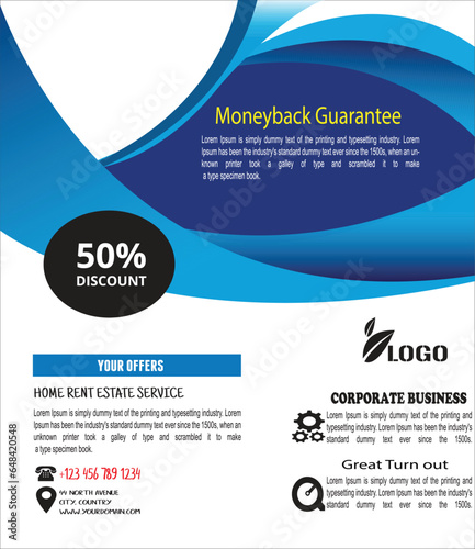 Home rent estate service moneyback guarantee corporate business flyer photo