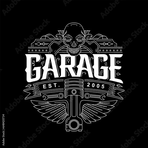 Masculine garage logo for bikers or muscle car drivers
