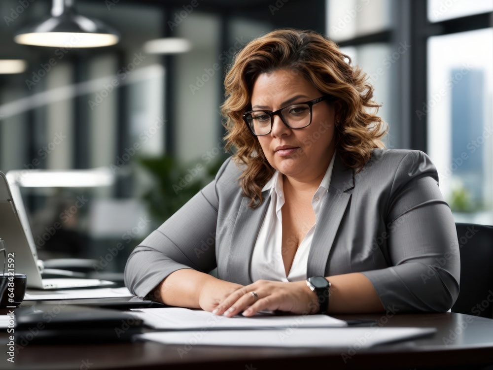 Plus Size Manager Sitting On Desk Plus Size Manager Sitting On Desk