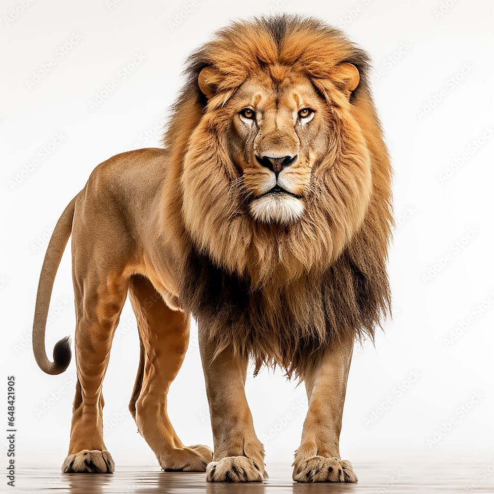 Lion (8 years) - Lion in front of a white background. Made with generative ai