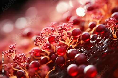Close-up microscopic image showcasing yeast fermentation in the intricate wine production process 