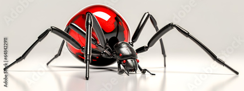 black widow dangerous spider on a white background, banner
