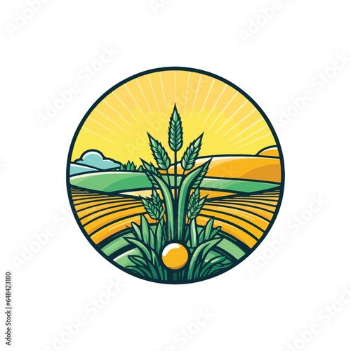 Принти на полотні Agriculture green nature agri logo vector