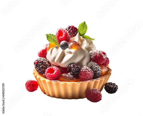 tart   dessert cake with blueberry and realistic and isolated white clear background,generative AI