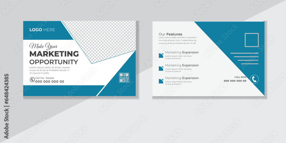 
Vector postcard template design, modern business postcard template, abstract business postcard and creative design.