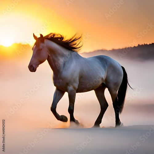 horse at sunset © Awais