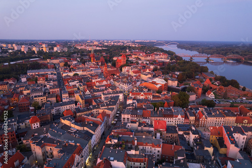 Obraz na płótnie Toruń old town aerial view during sunset, Poland w salonie