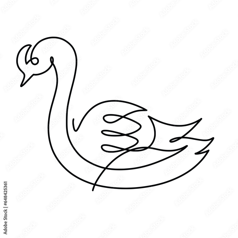 Vector continuous one line swan illustration Vector continuous one line swan illustration