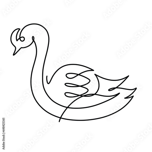 Vector continuous one line swan illustration