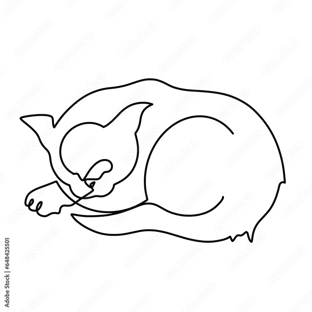 Vector continuous one line cat illustration Vector continuous one line cat illustration