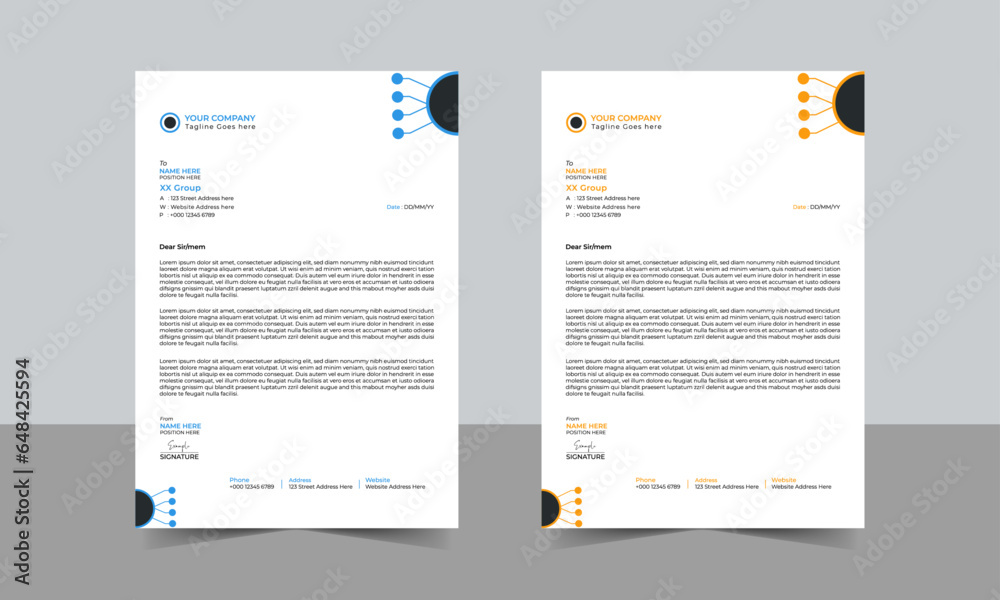 Abstract Letterhead Design Modern Business Letterhead Design Template, Clean and professional corporate company business letterhead template design