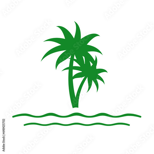 green beach and coconut trees icon