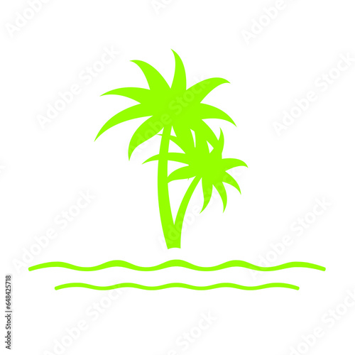 green beach and coconut trees icon
