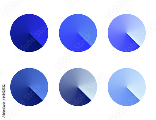 Circle disc blue gradient texture collection.Set of buttons.Round abstract shape graphic vector isolated on white background.