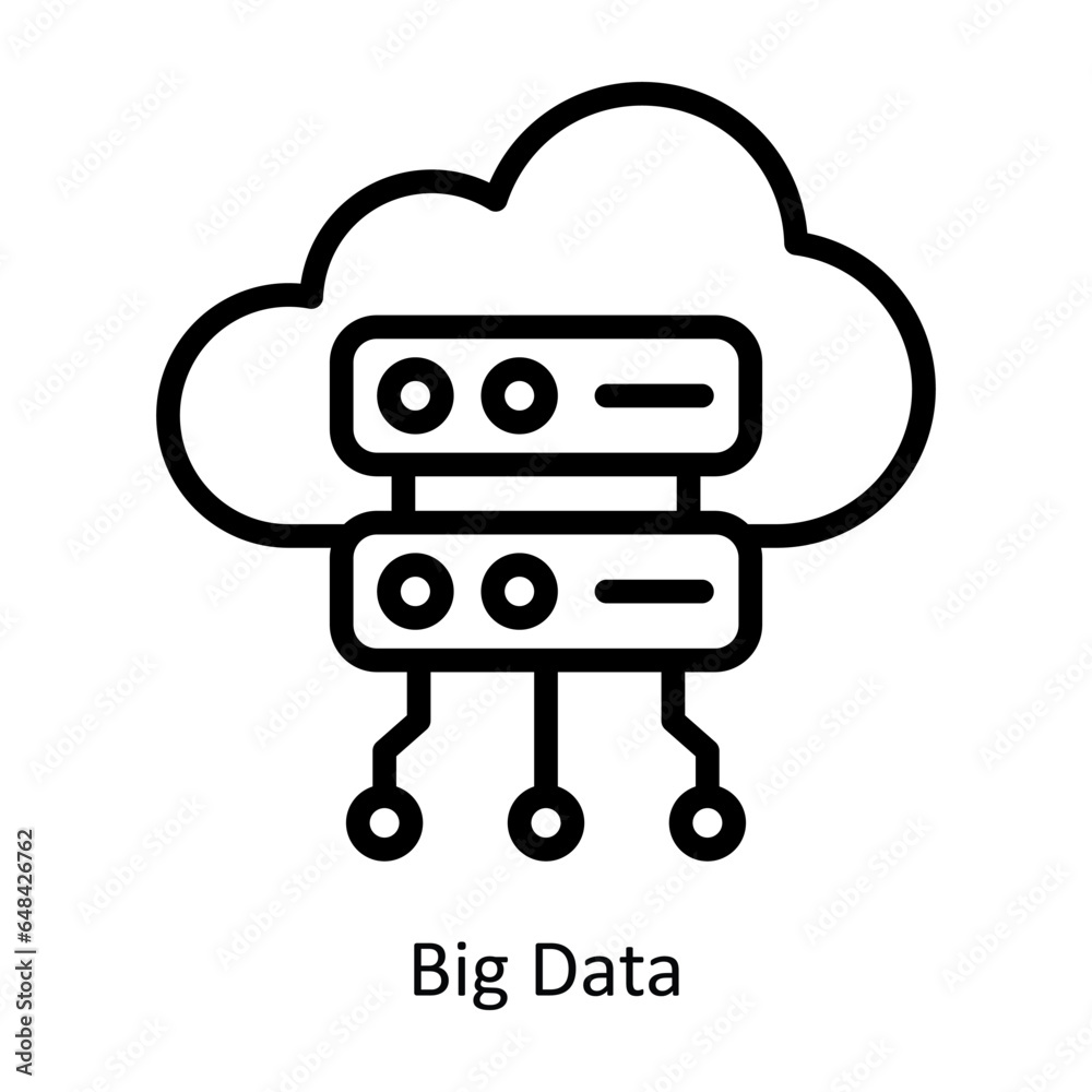 Big Data vector  outline Icon Design illustration. Artificial intelligence Symbol on White background EPS 10 File

