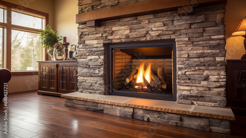 A cozy fireplace in a living room with hardwood floors  highlighting residential real estate