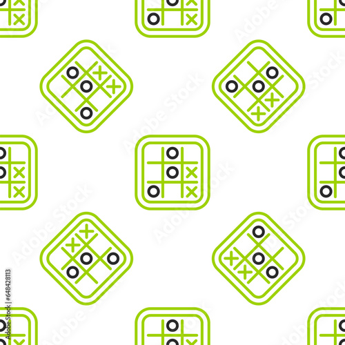 Line Tic tac toe game icon isolated seamless pattern on white background. Vector