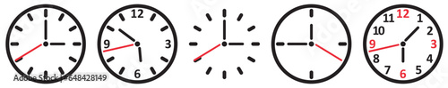 Clock icon set. Time clock icons collection. Line clocks symbol isolated on white background. vector isolated.